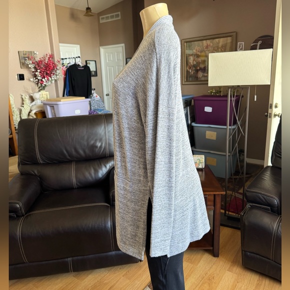 Banana Republic gray long sleeve open front cardigan w/pockets-size L - Picture 3 of 9
